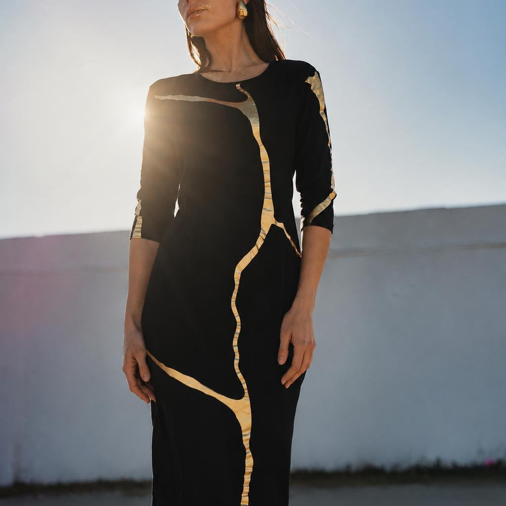 Short Black and Gold Kintsugi 3 Way Maxi *Limited Edition*