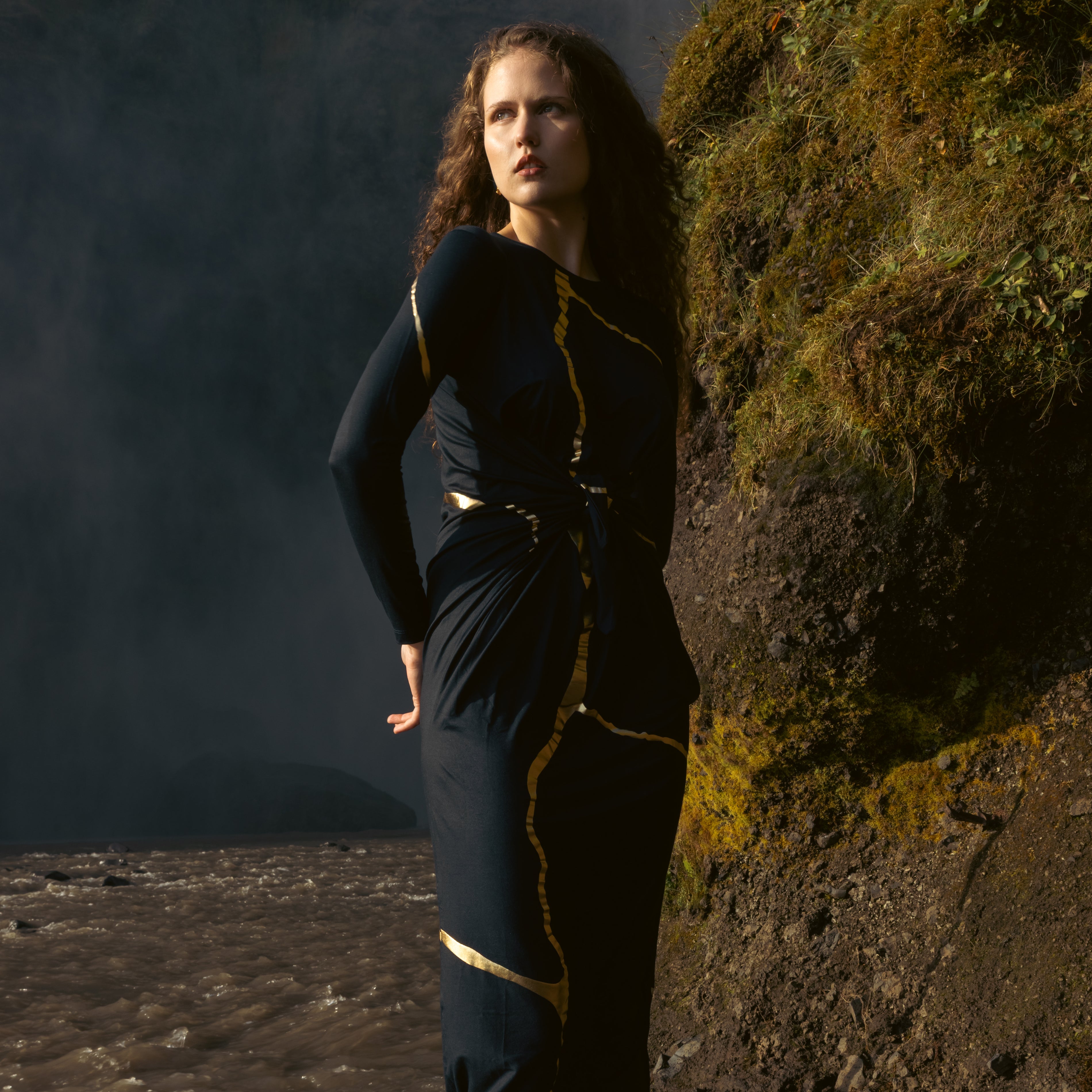 Charcoal Indigo Kintsugi 3 Way Maxi