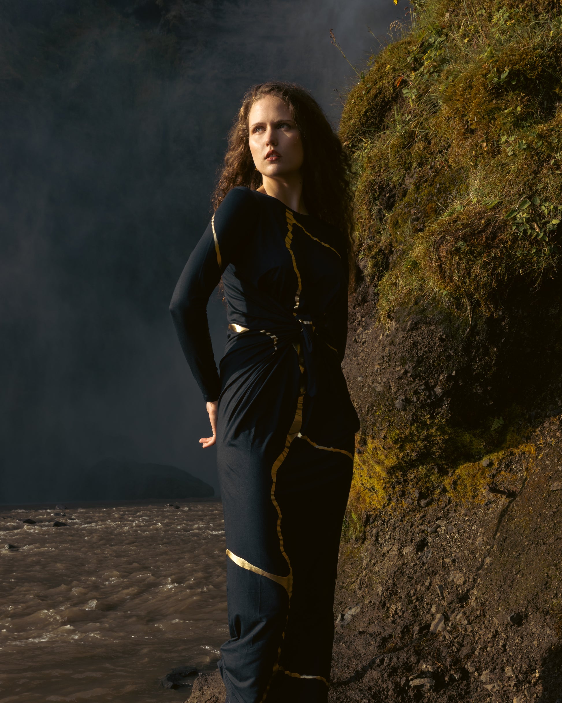 Charcoal Indigo Kintsugi 3 Way Maxi