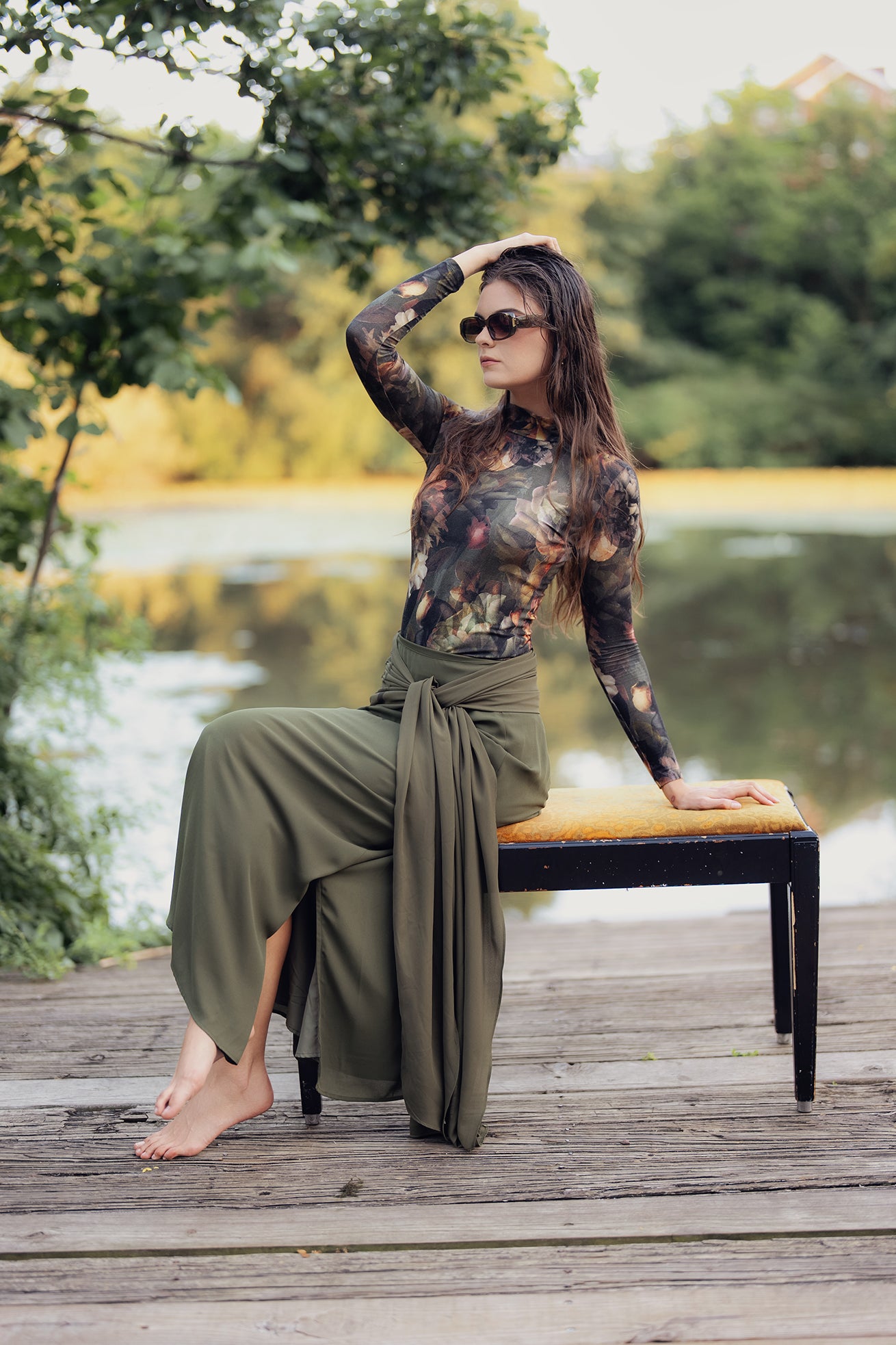 The Windsor Wrap Skirt in Olive
