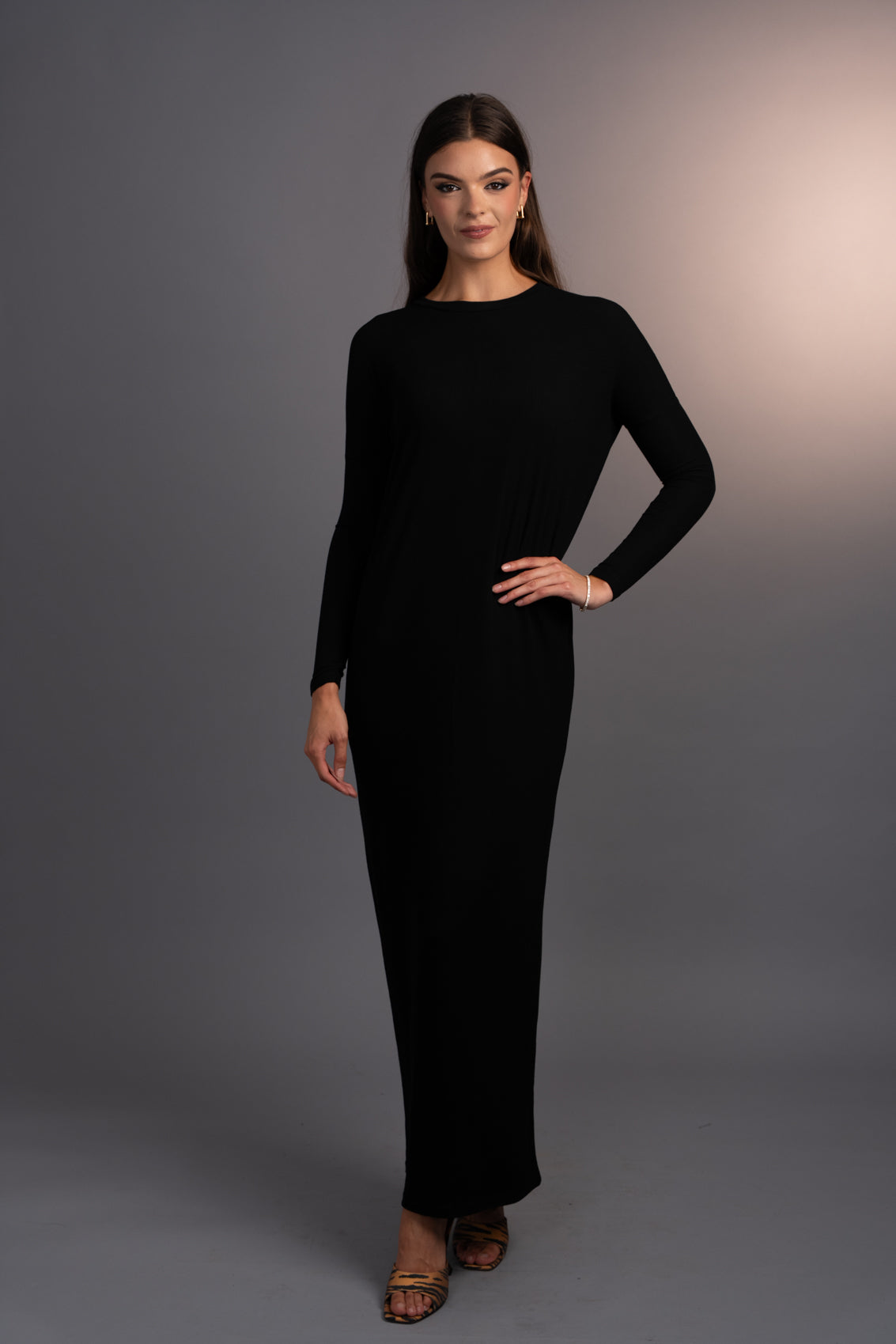 Adelyn Black Ribbed Maxi