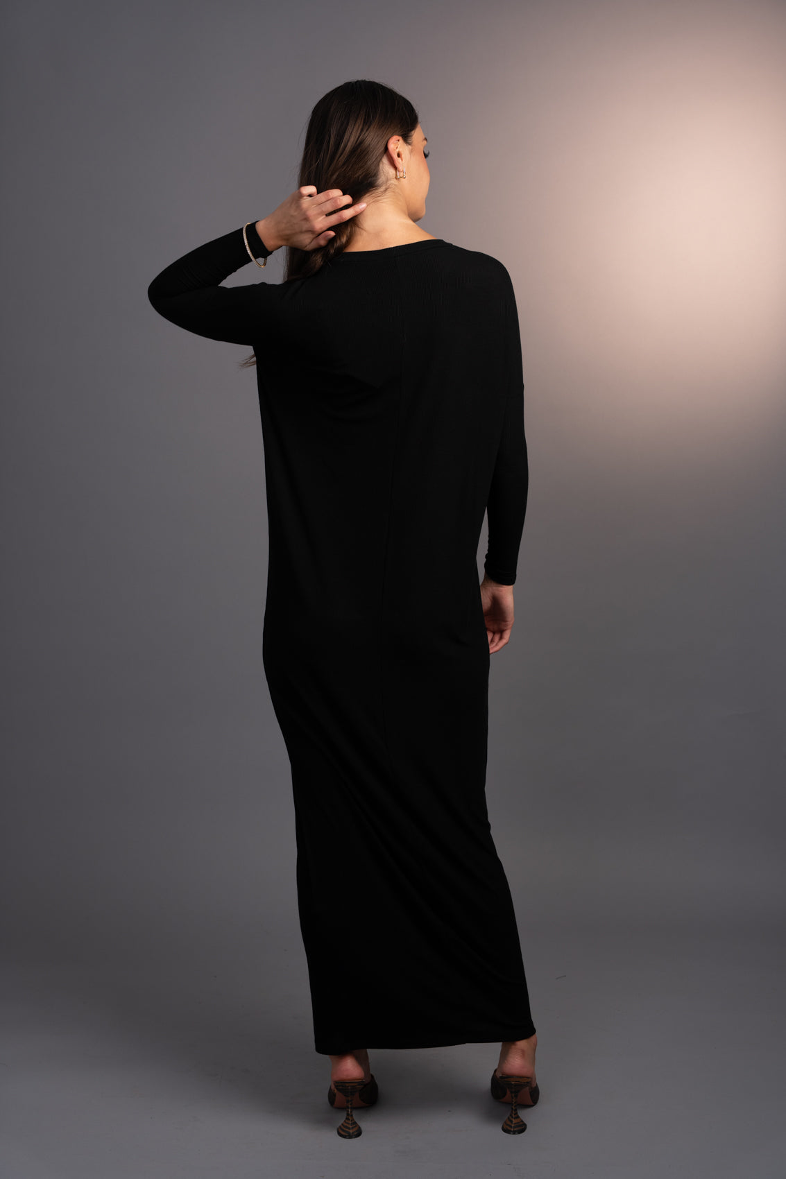 Adelyn Black Ribbed Maxi