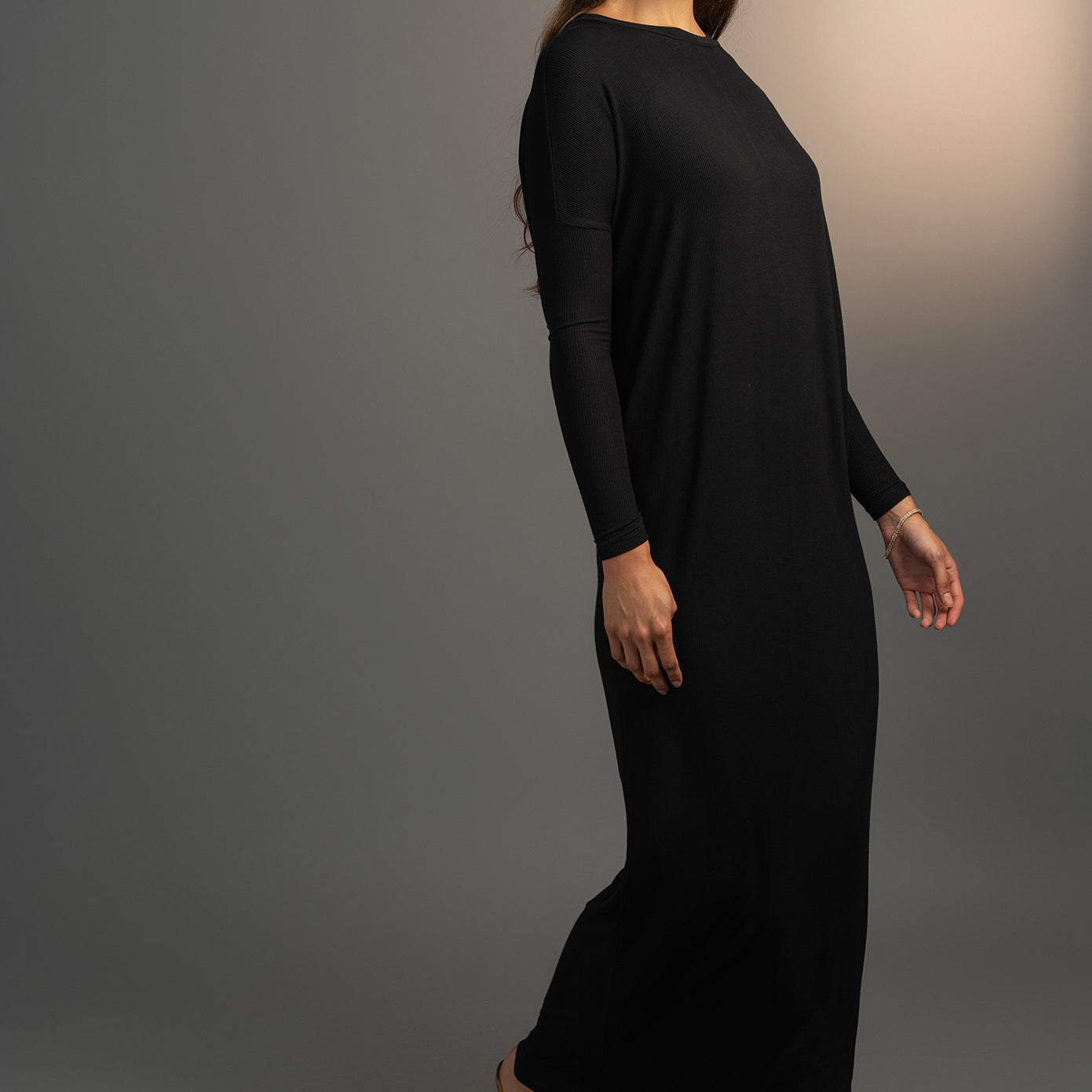 Adelyn Black Ribbed Maxi