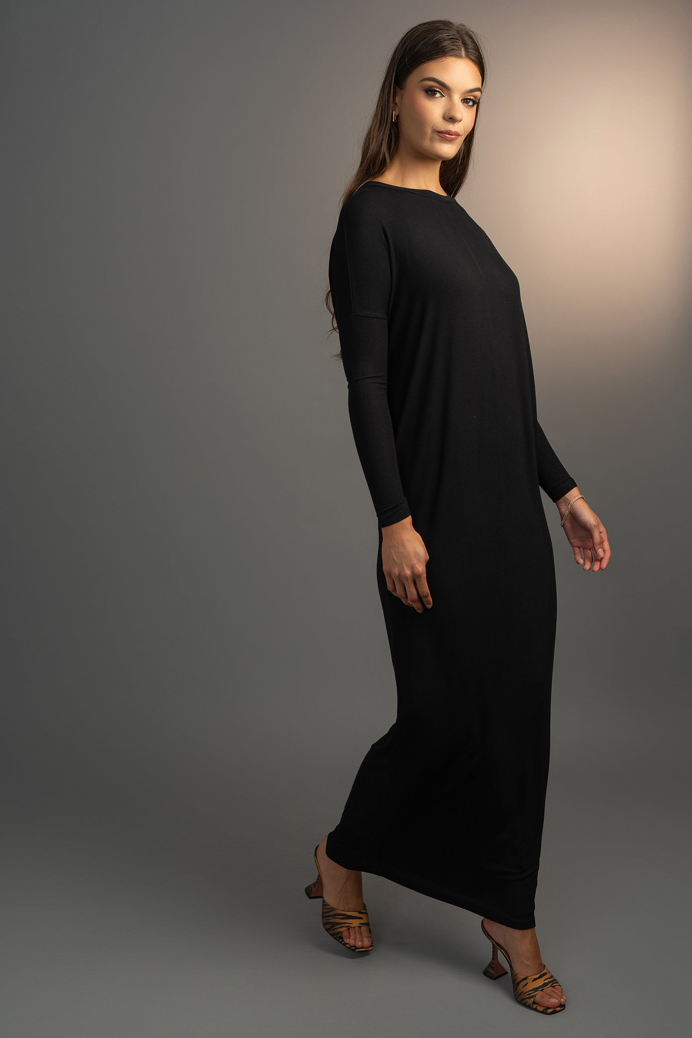 Adelyn Black Ribbed Maxi