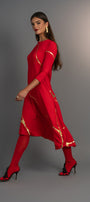 Hikari Red Rocco And Gold Foil Kintsugi Dress *Holiday Edition*