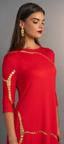 Hikari Red Rocco And Gold Foil Kintsugi Dress *Holiday Edition*