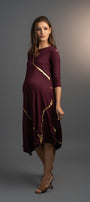 Hikari Burgundy Gold Foil Kintsugi Dress