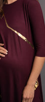 Hikari Burgundy Gold Foil Kintsugi Dress