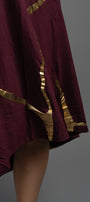 Hikari Burgundy Gold Foil Kintsugi Dress