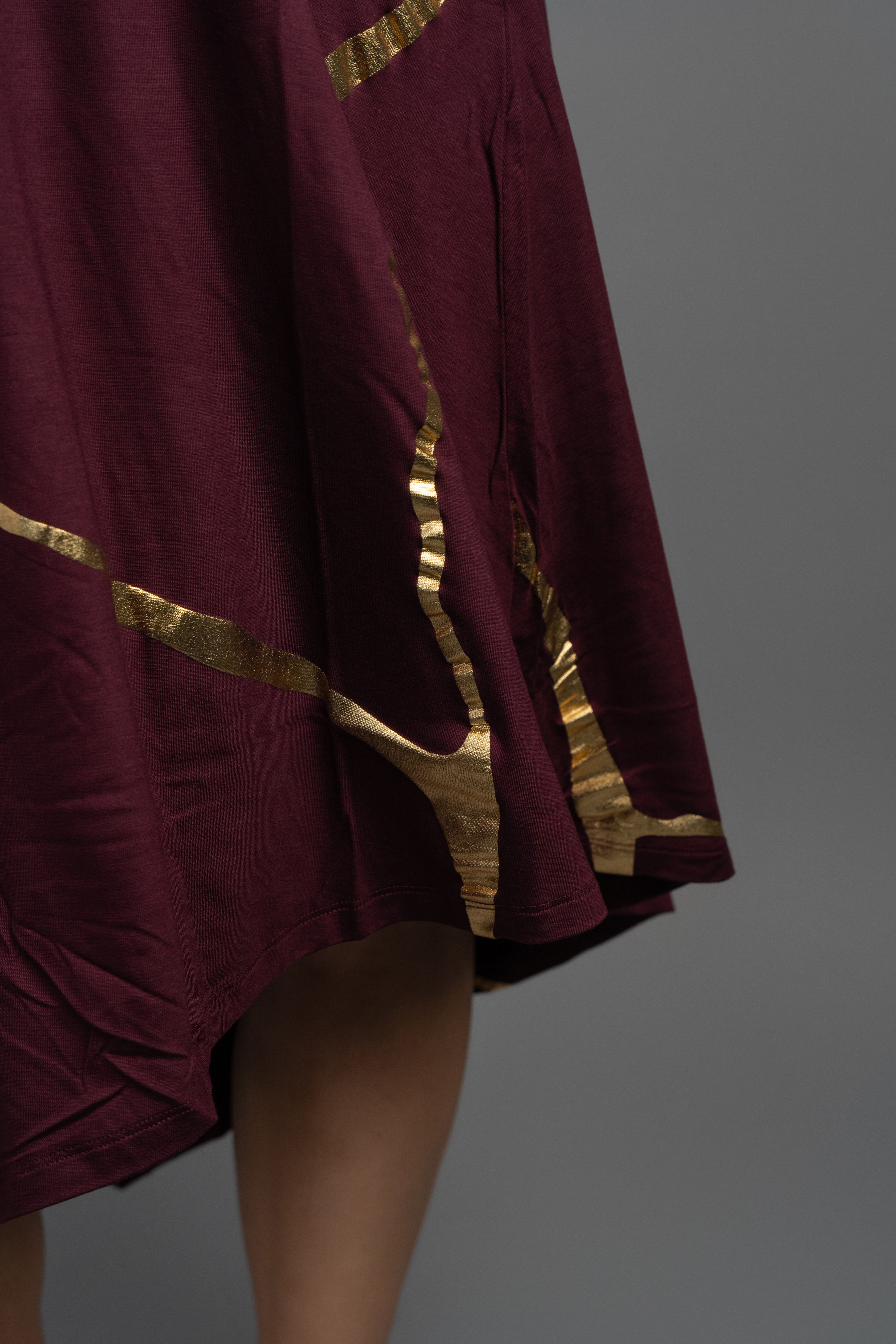 Hikari Burgundy Gold Foil Kintsugi Dress (PRE ORDER)