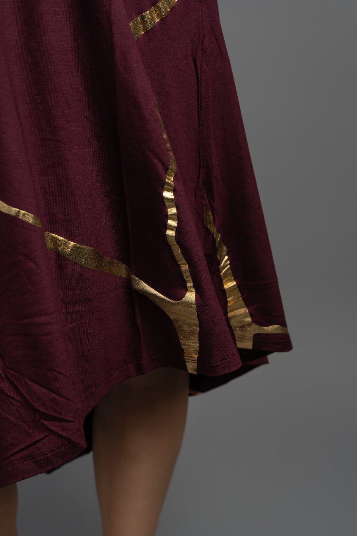 Hikari Burgundy Gold Foil Kintsugi Dress