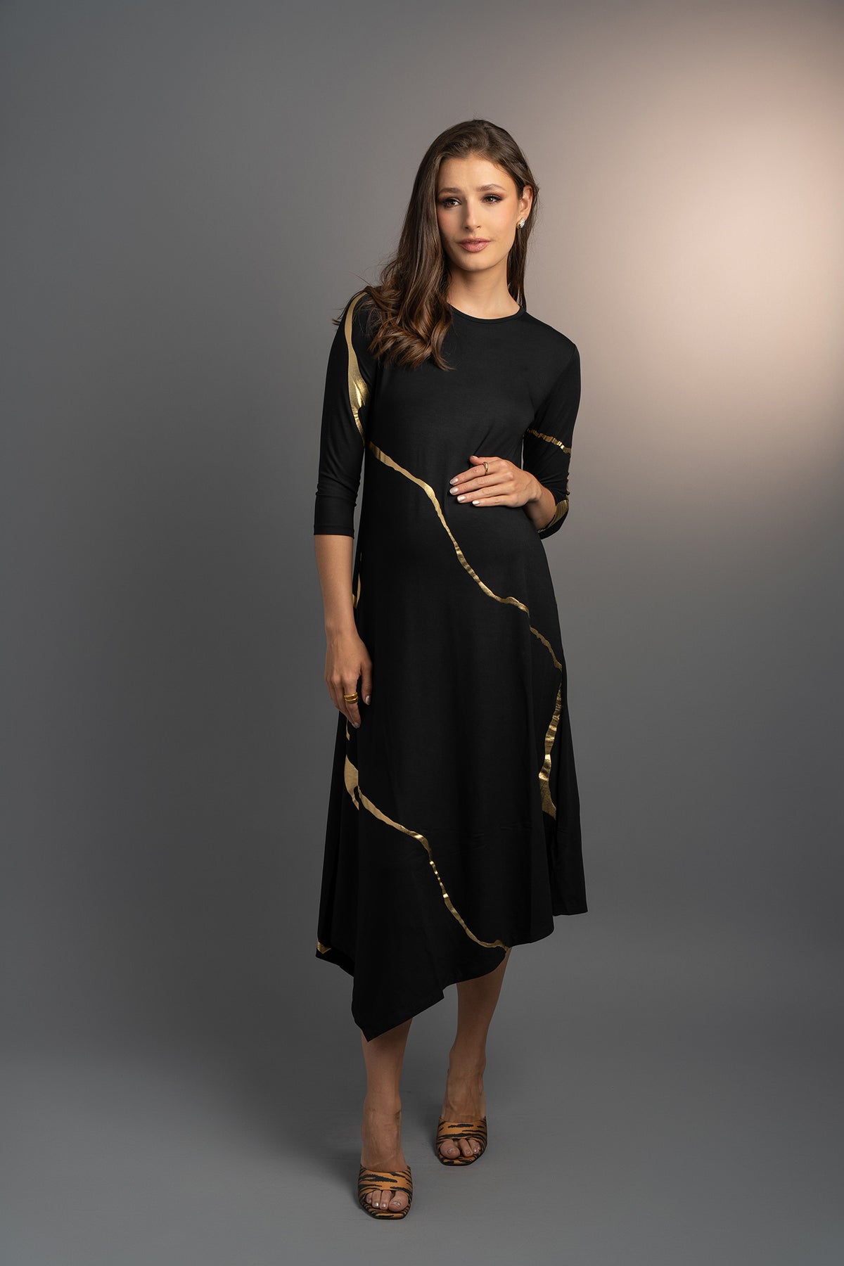 Hikari Black/Gold Foil Kintsugi Dress (Pre order)