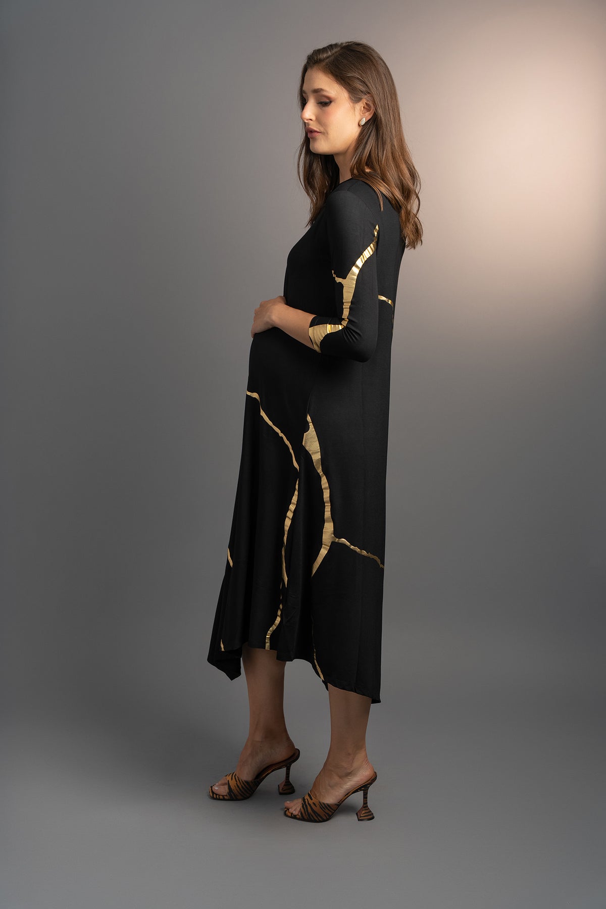 Hikari Black/Gold Foil Kintsugi Dress (Pre order)