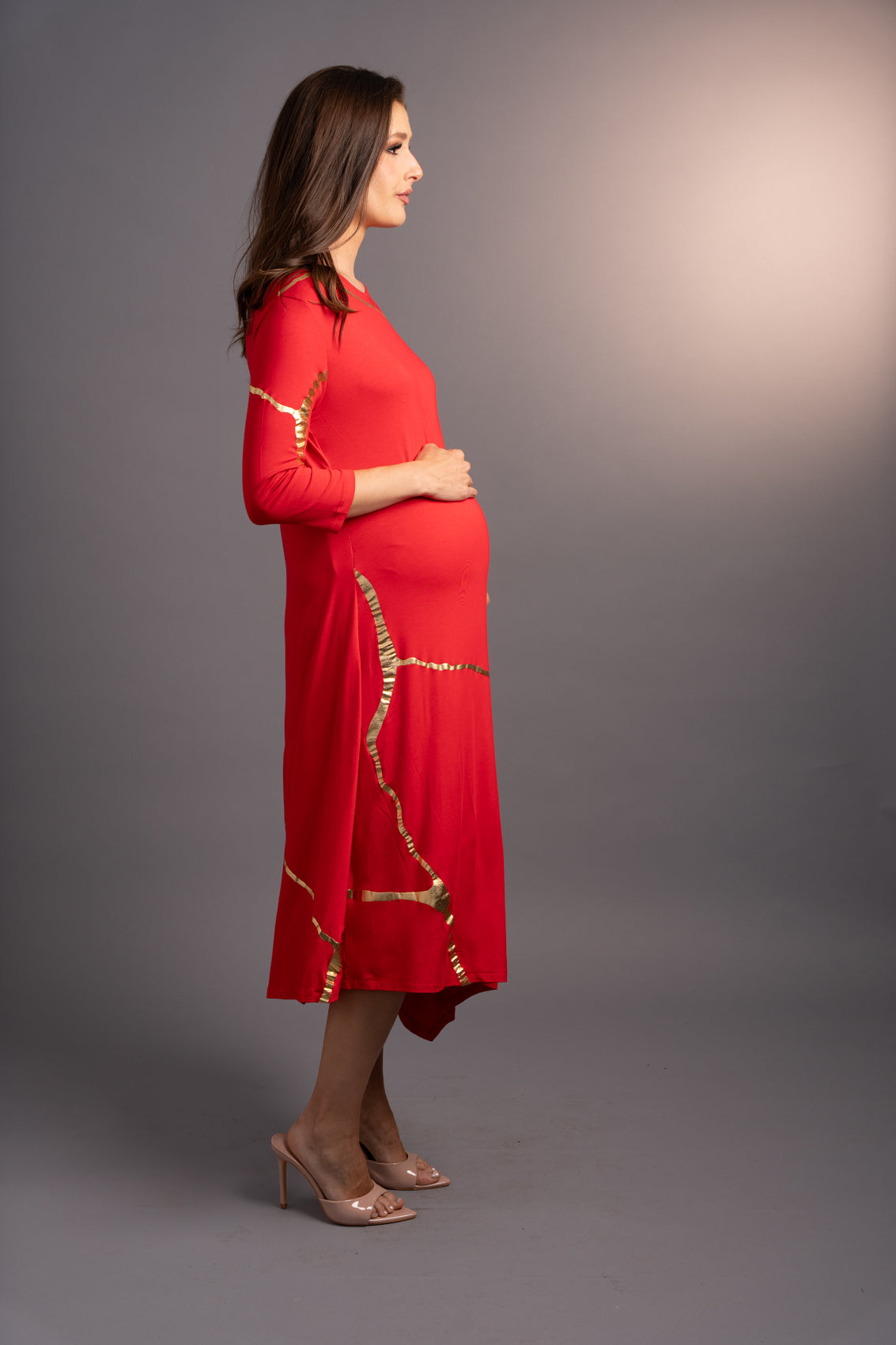 Hikari Red Rocco And Gold Foil Kintsugi Dress *Holiday Edition*
