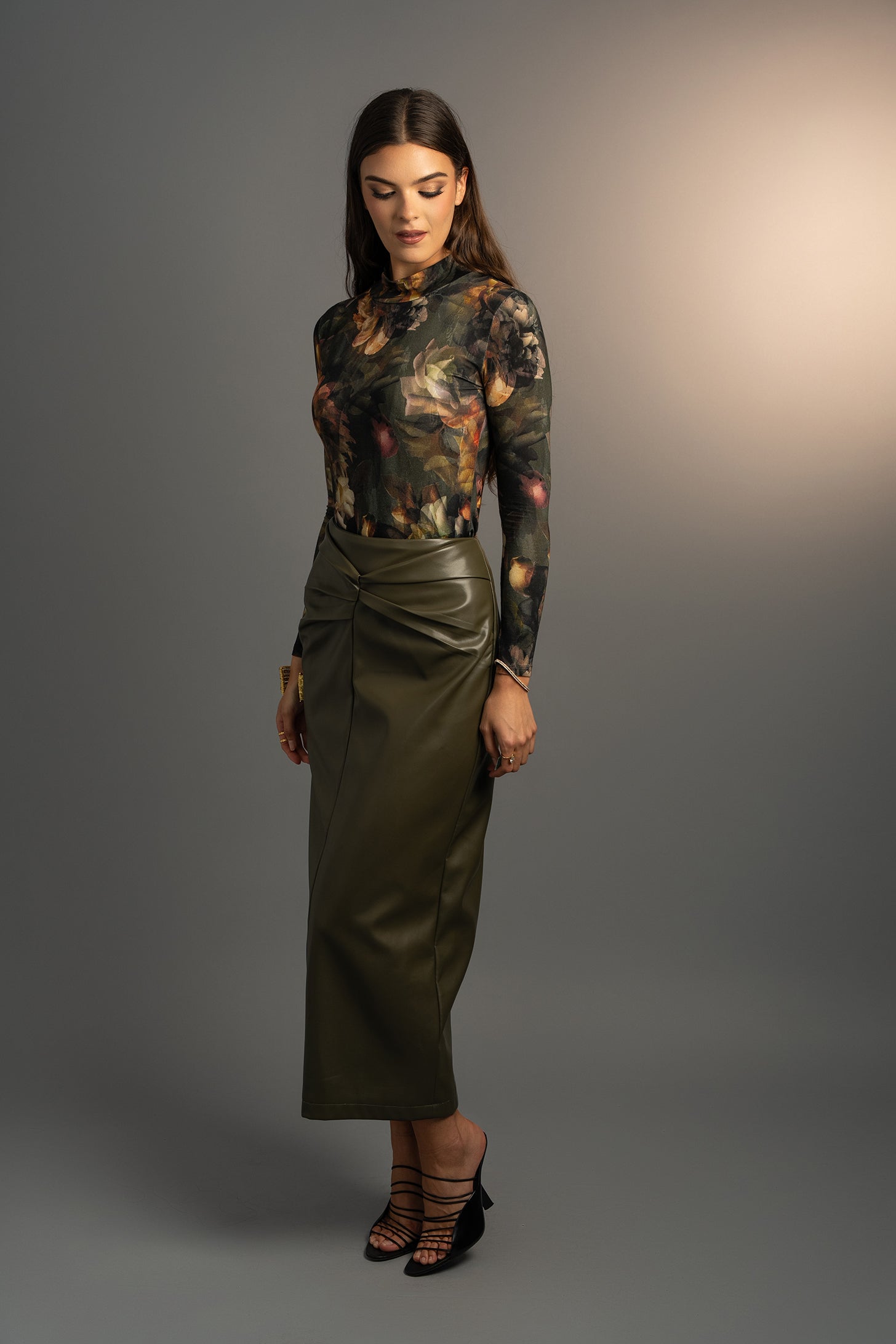 Midnight Blooms Mock Neck
