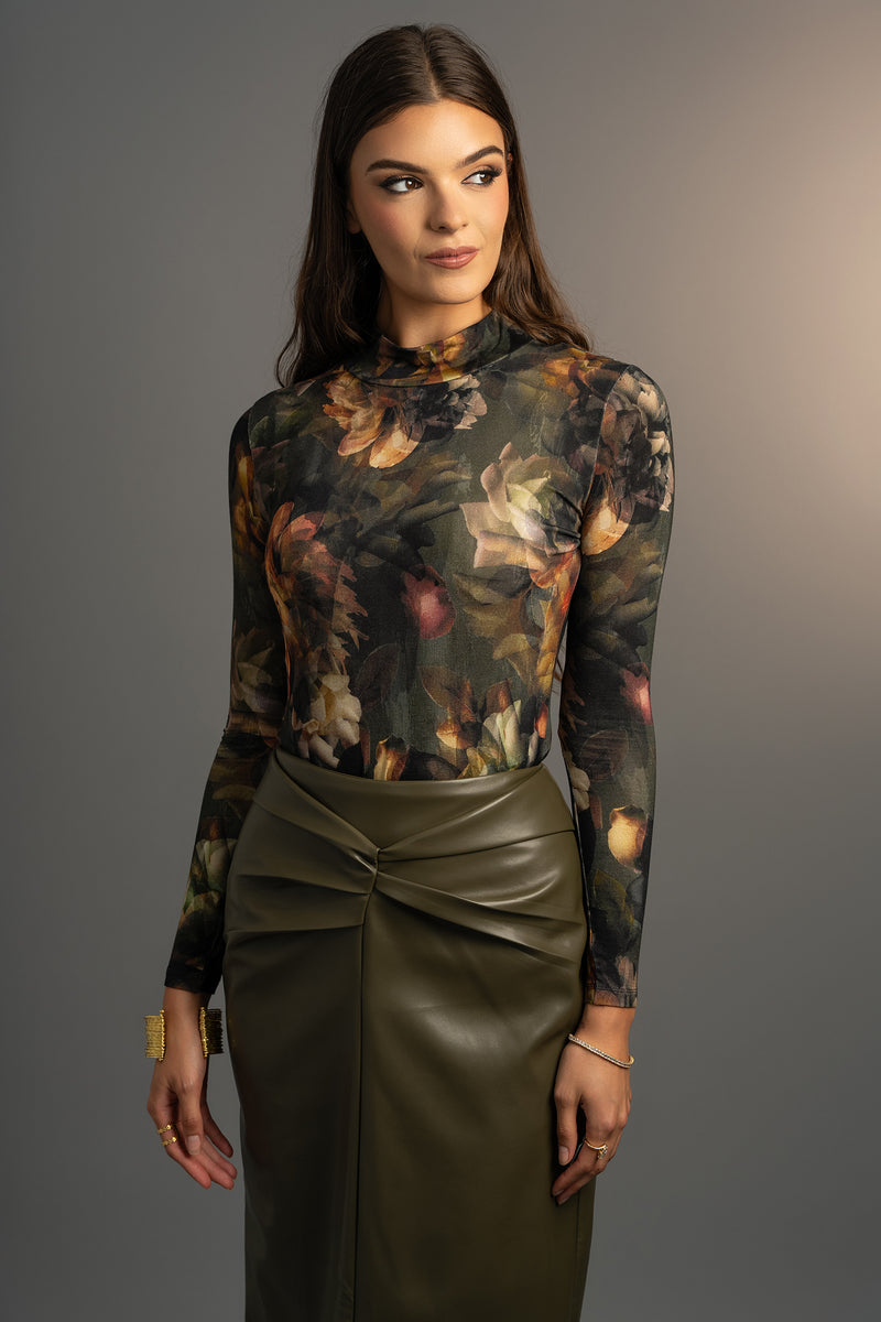 Midnight Blooms Mock Neck