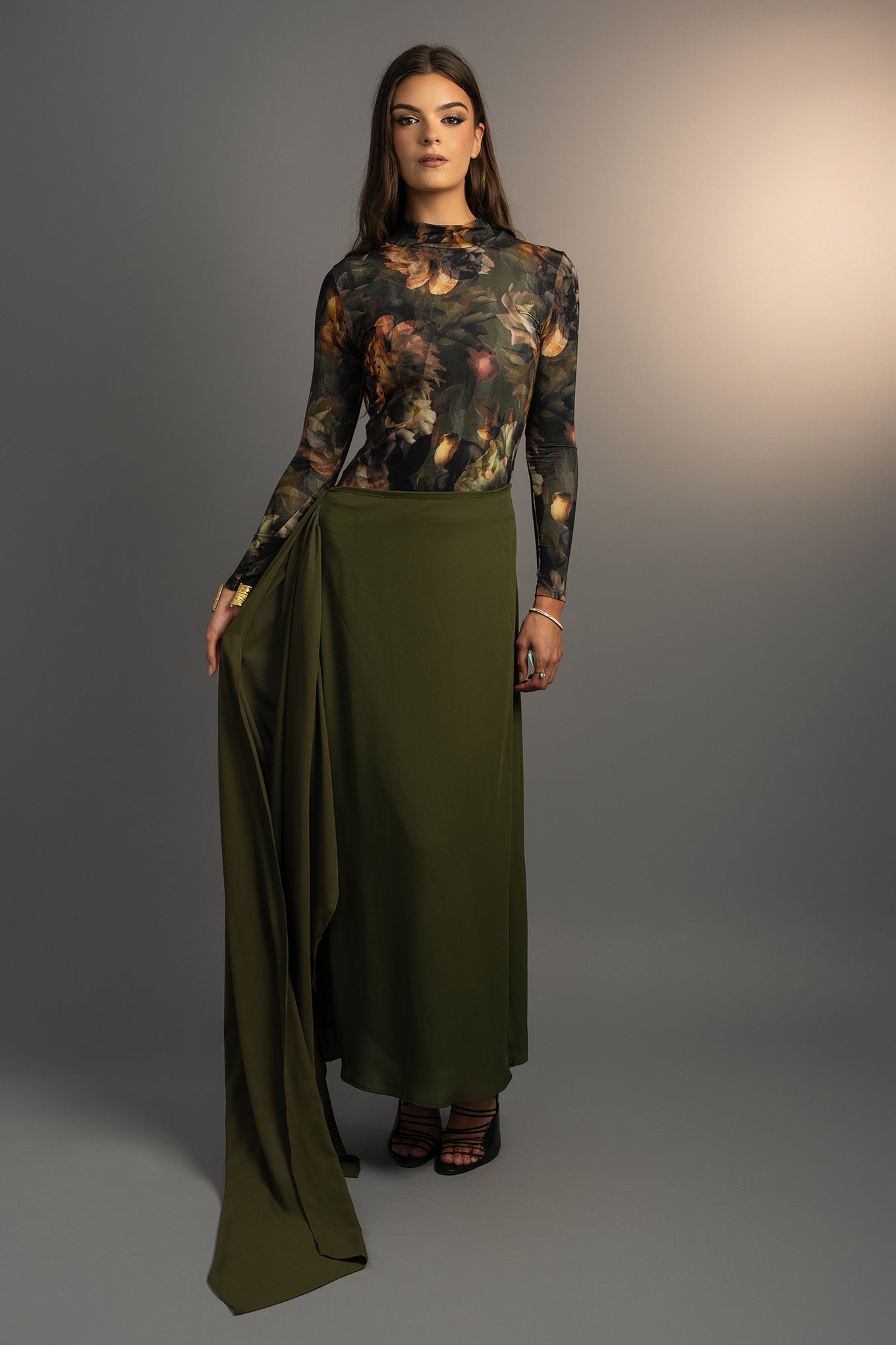 Midnight Blooms Mock Neck