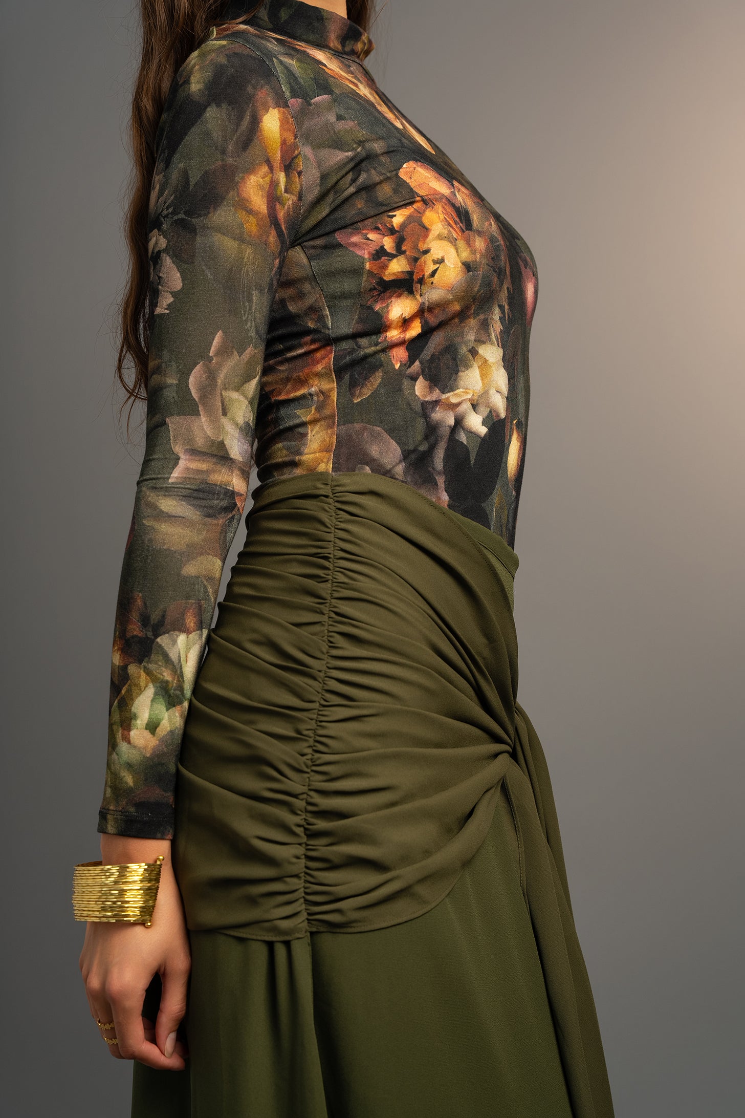 Midnight Blooms Mock Neck