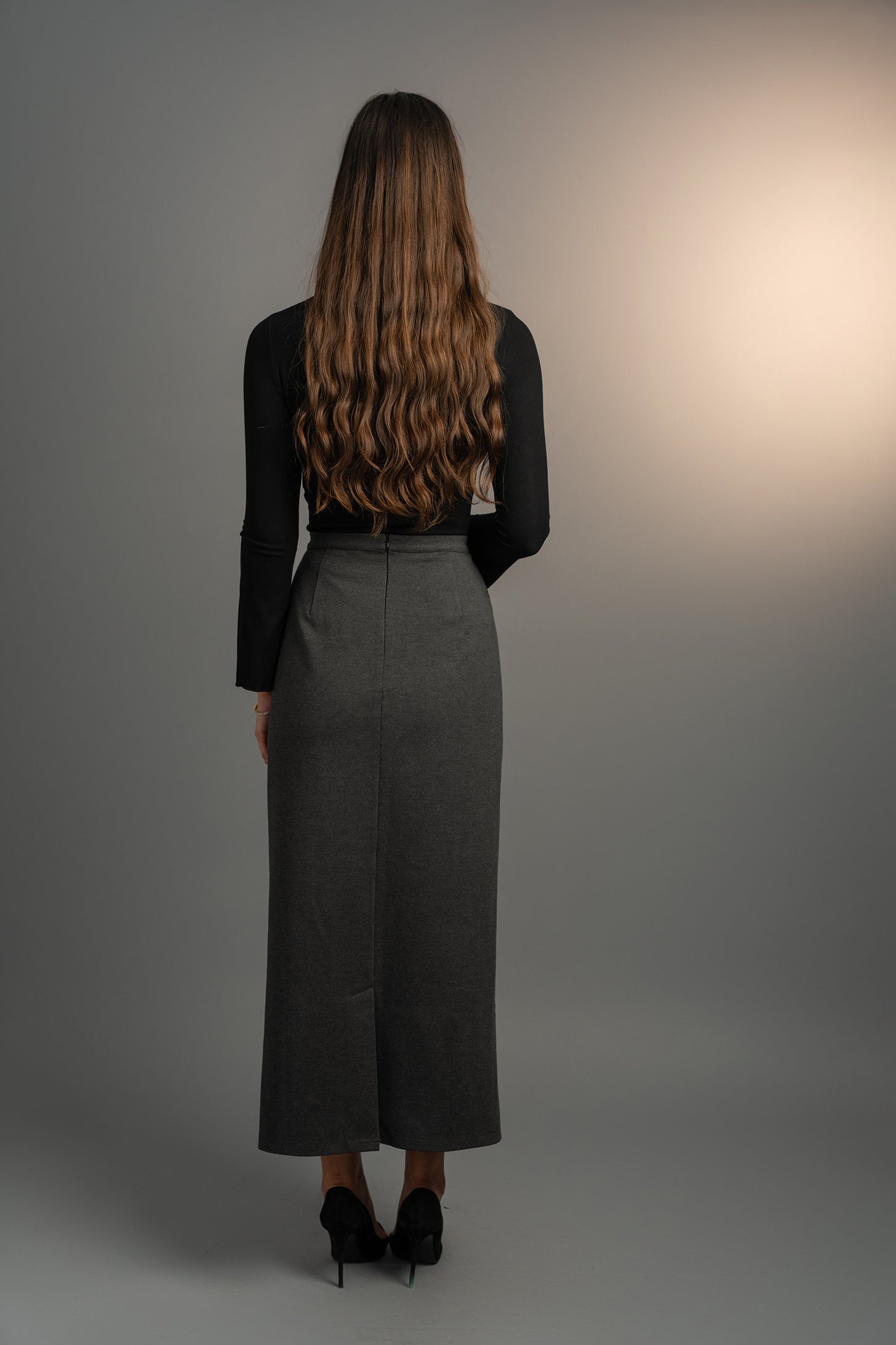 Asymmetrical Black Rib Italian Viscose Top (Pre Order)