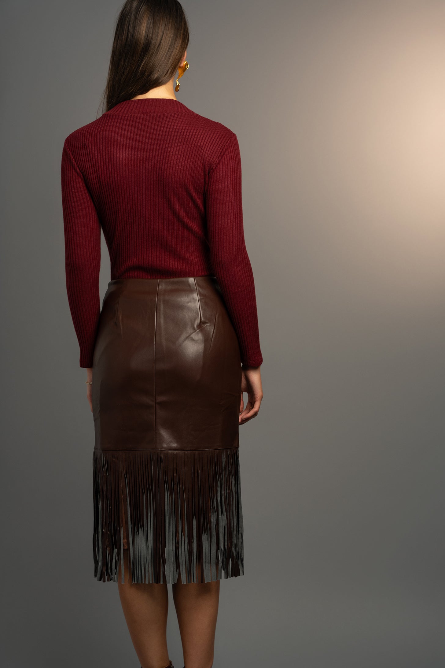 Berry Red Top Mock Neck (Pre Order)