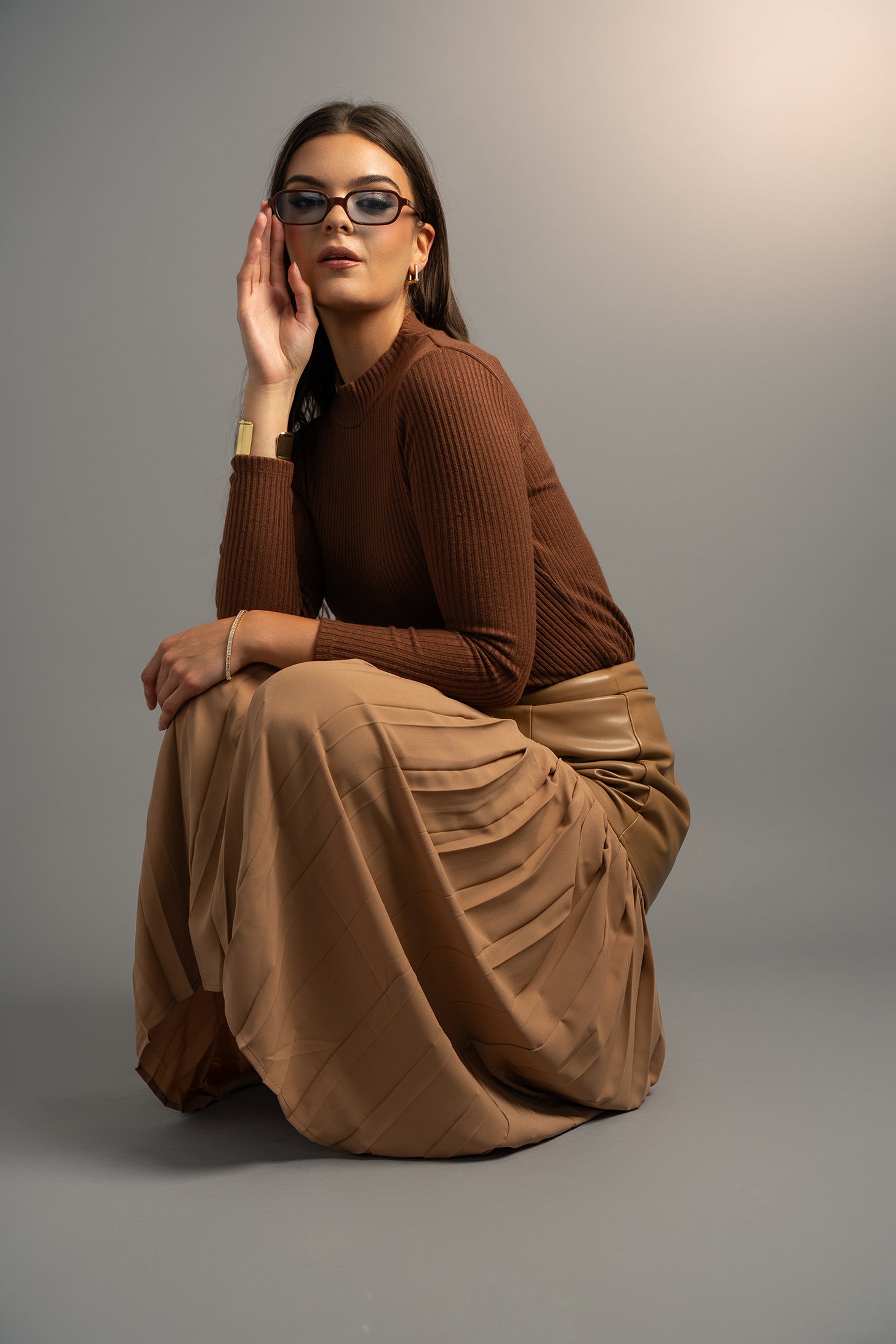 Rebel Romance 50/50 Leather Skirt Caramel