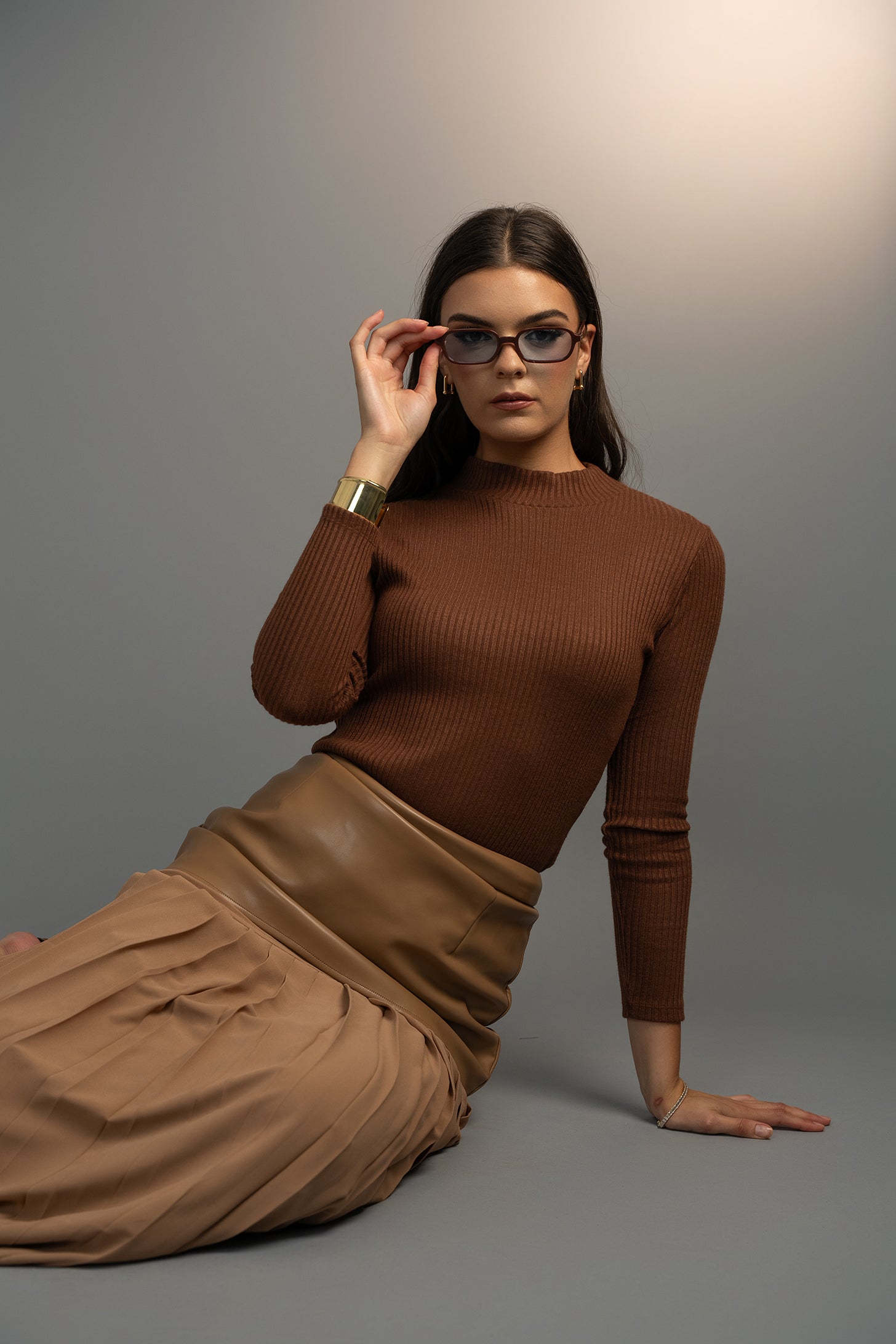 Rebel Romance 50/50 Leather Skirt Caramel