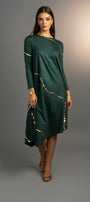 Hikari Pine Green Gold Foil Kintsugi Dress *Holiday Edition* ( PRE ORDER)