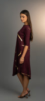 Hikari Burgundy Gold Foil Kintsugi Dress