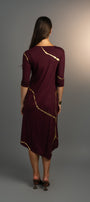 Hikari Burgundy Gold Foil Kintsugi Dress
