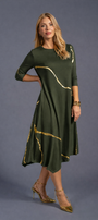 Hikari Deep Olive And Gold Foil Kintsugi Dress *Limited Edition*