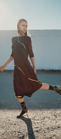 Hikari Burgundy And Gold Foil Kintsugi Dress