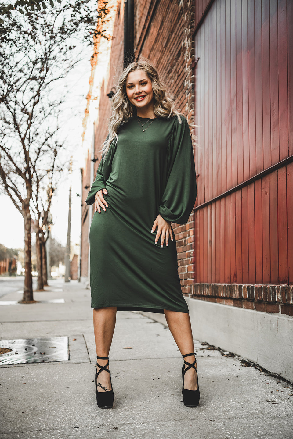 Emica Dress (Viscose) Pine Green