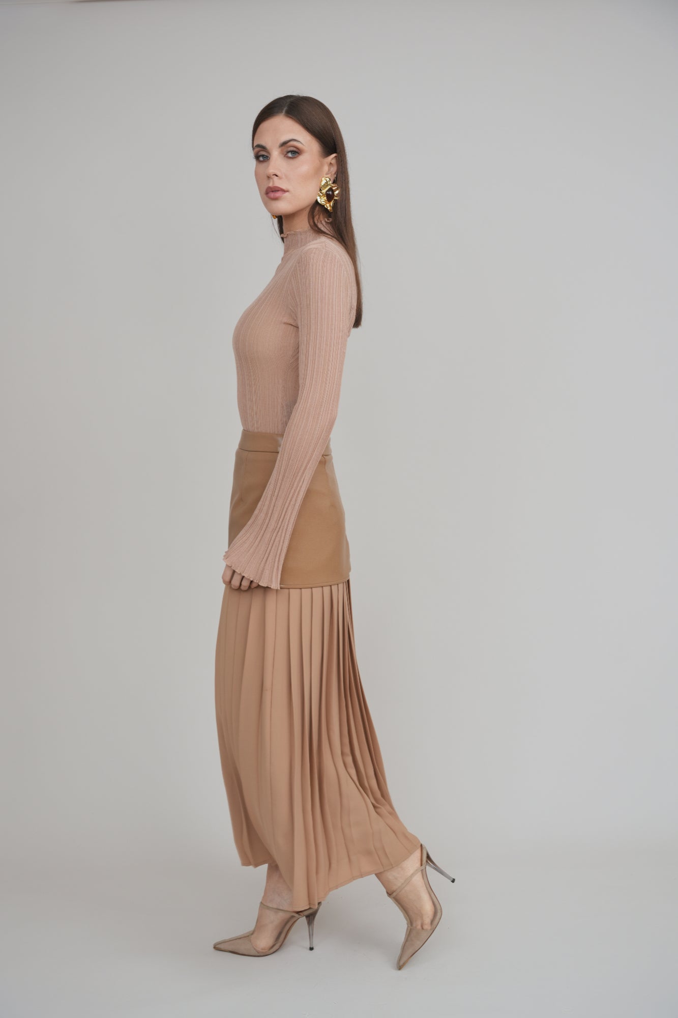Rebel Romance 50/50 Leather Skirt Caramel