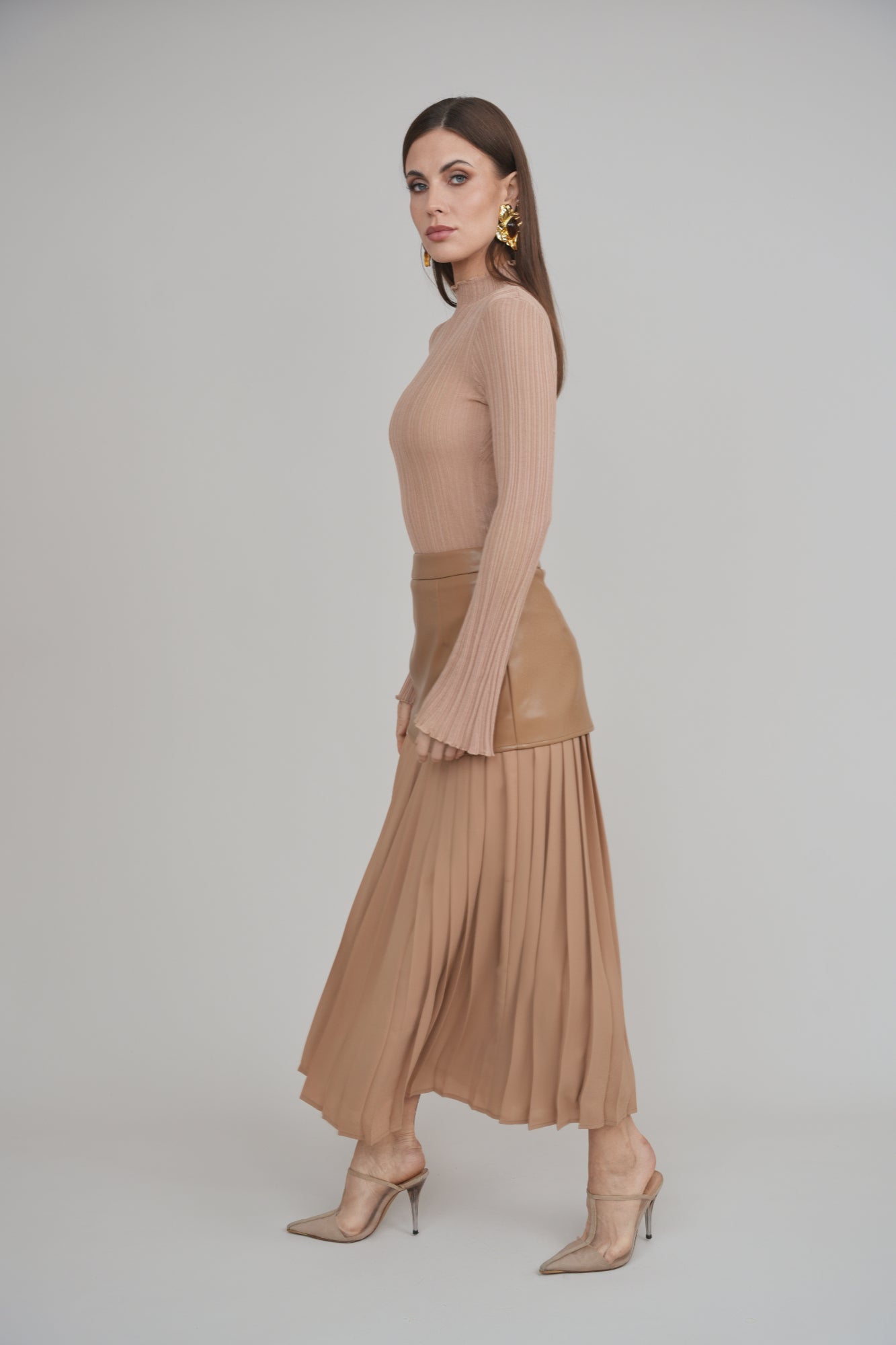 Rebel Romance 50/50 Leather Skirt Caramel