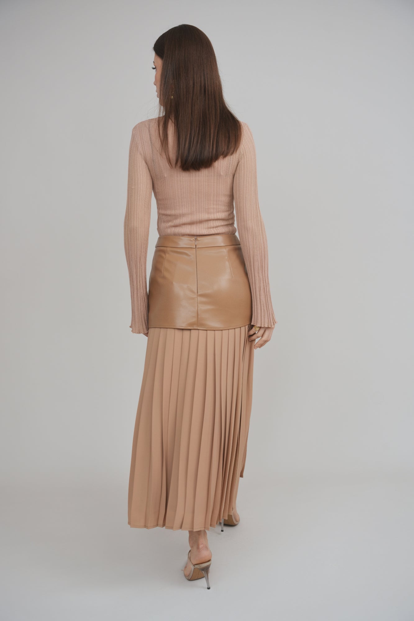 Rebel Romance 50/50 Leather Skirt Caramel