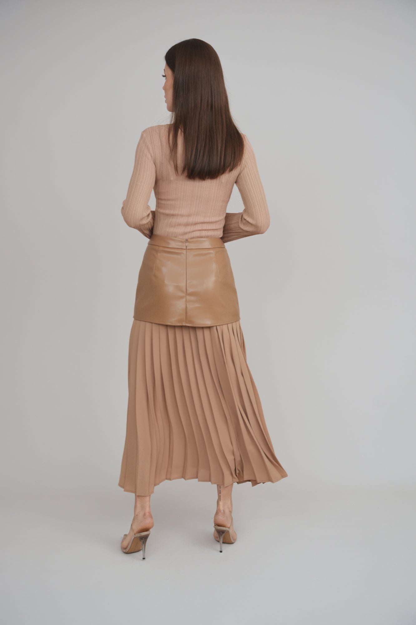 Rebel Romance 50/50 Leather Skirt Caramel
