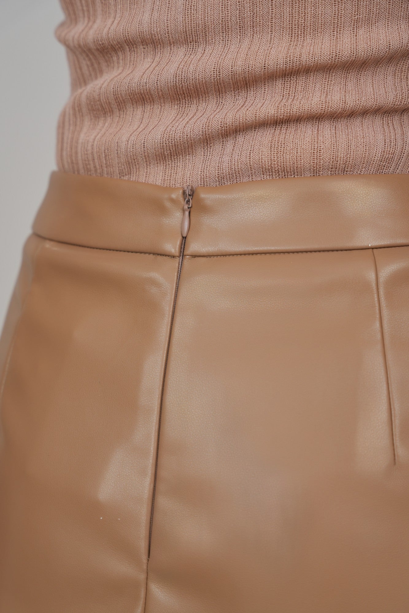 Rebel Romance 50/50 Leather Skirt Caramel