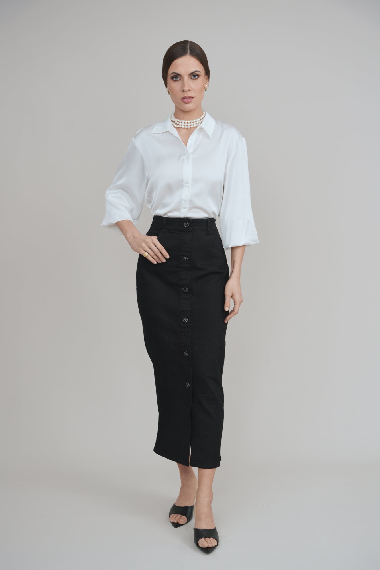 Black Diamond Stretch Denim Skirt