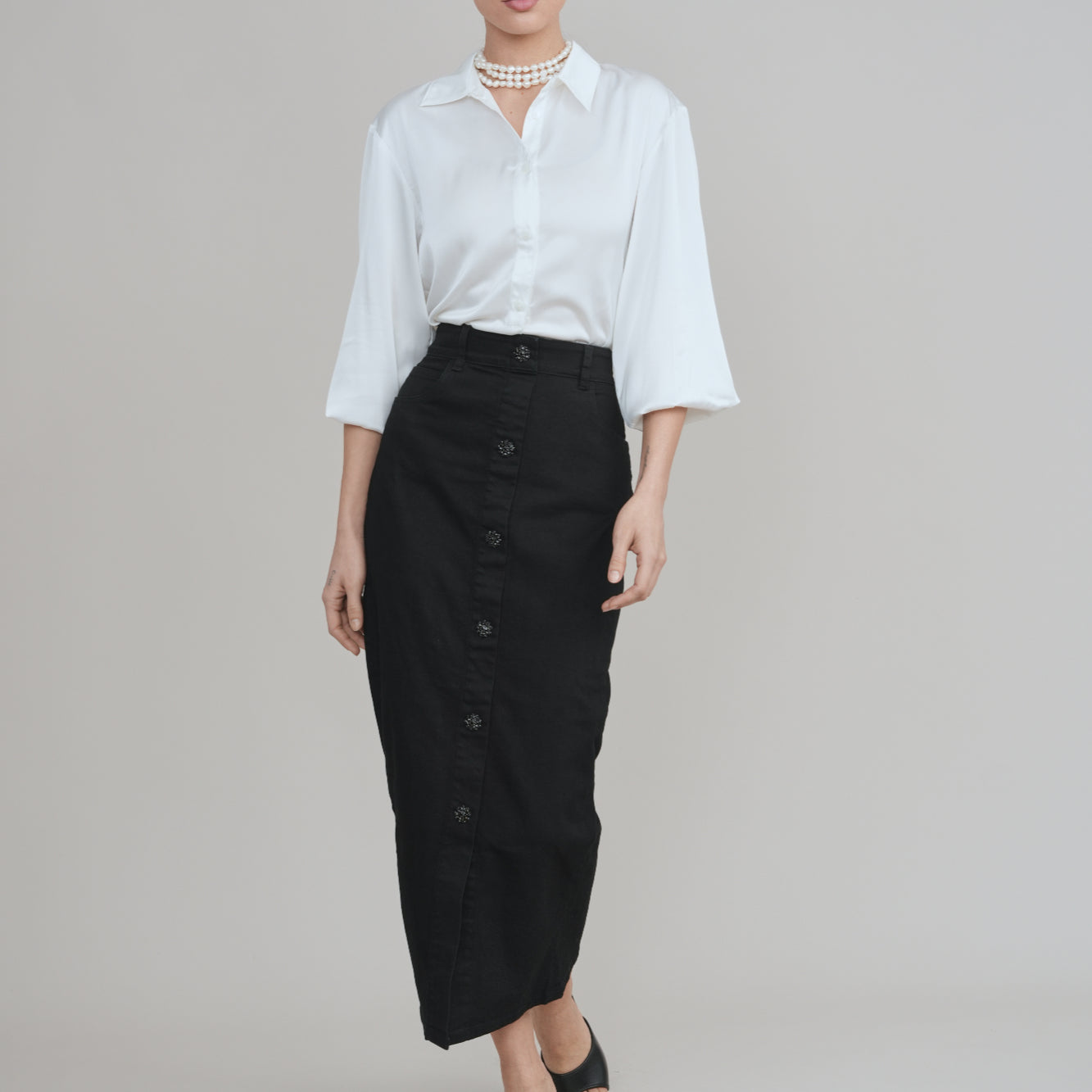 Black Diamond Stretch Denim Skirt