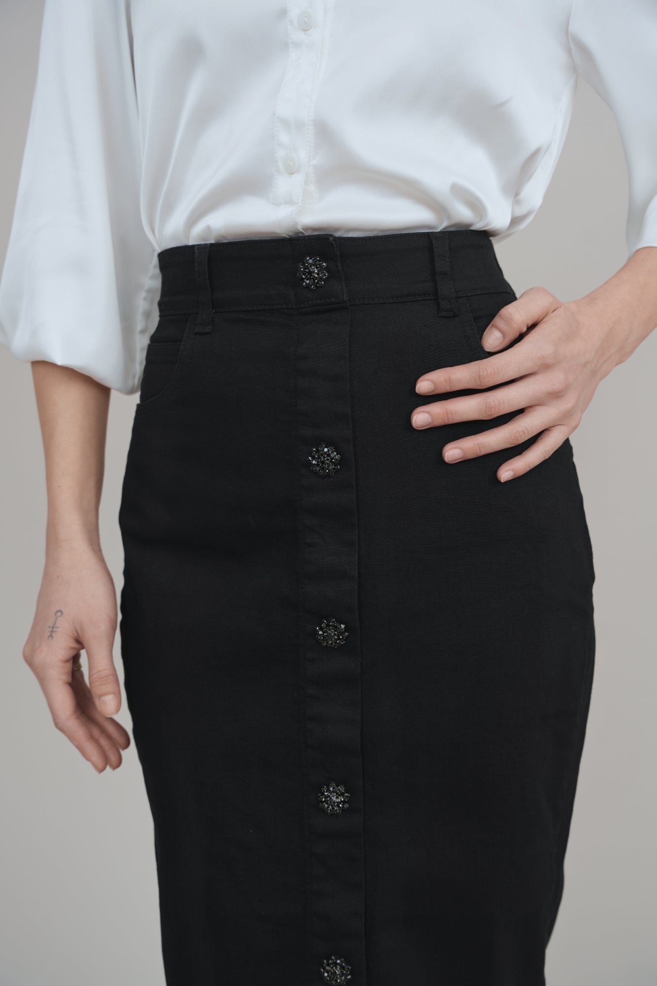 Black Diamond Stretch Denim Skirt