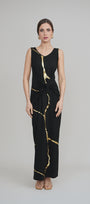 Black & Gold Kintsugi Sleeveless 3-Way Maxi