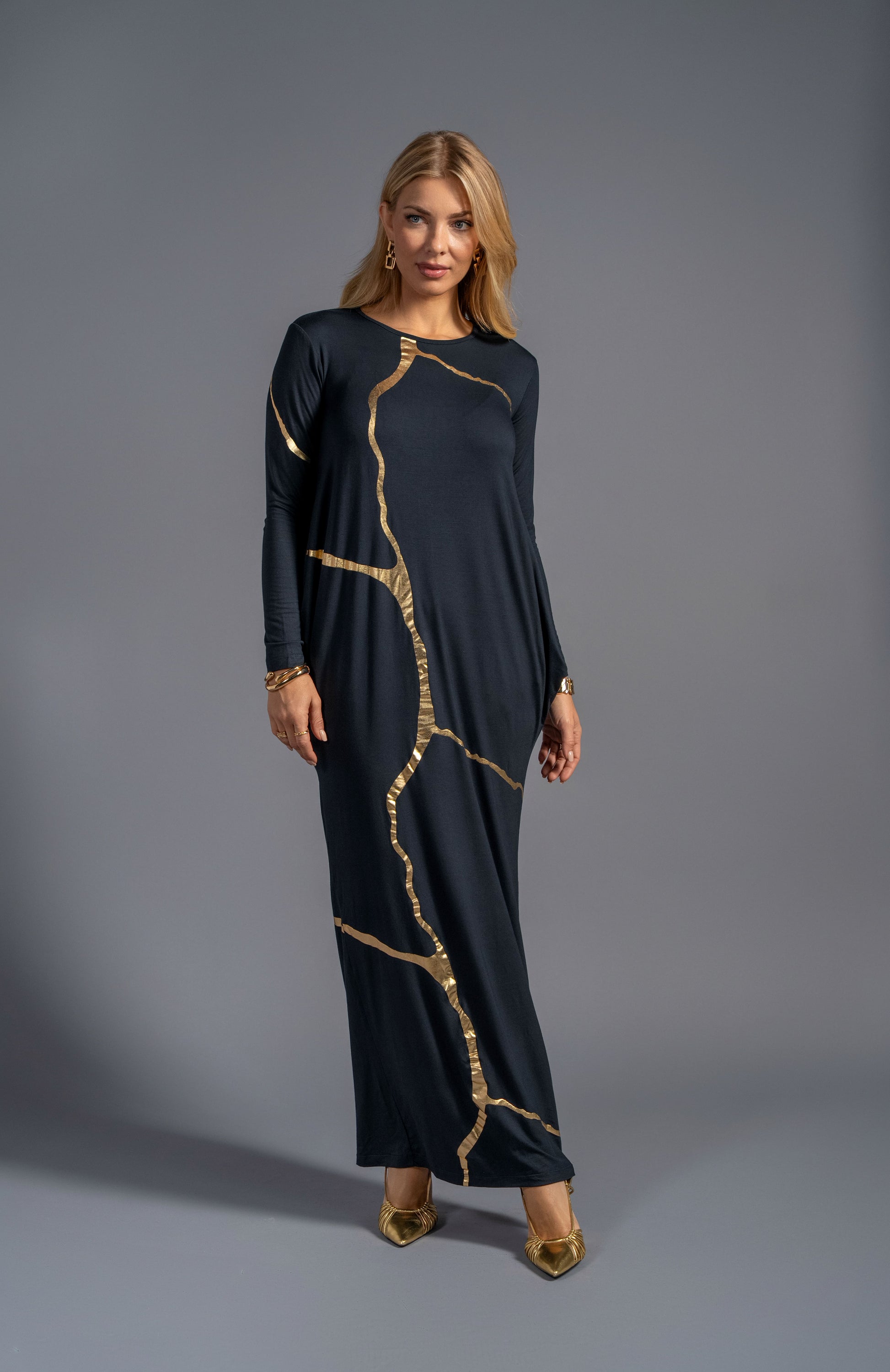 Charcoal Indigo Kintsugi 3 Way Maxi