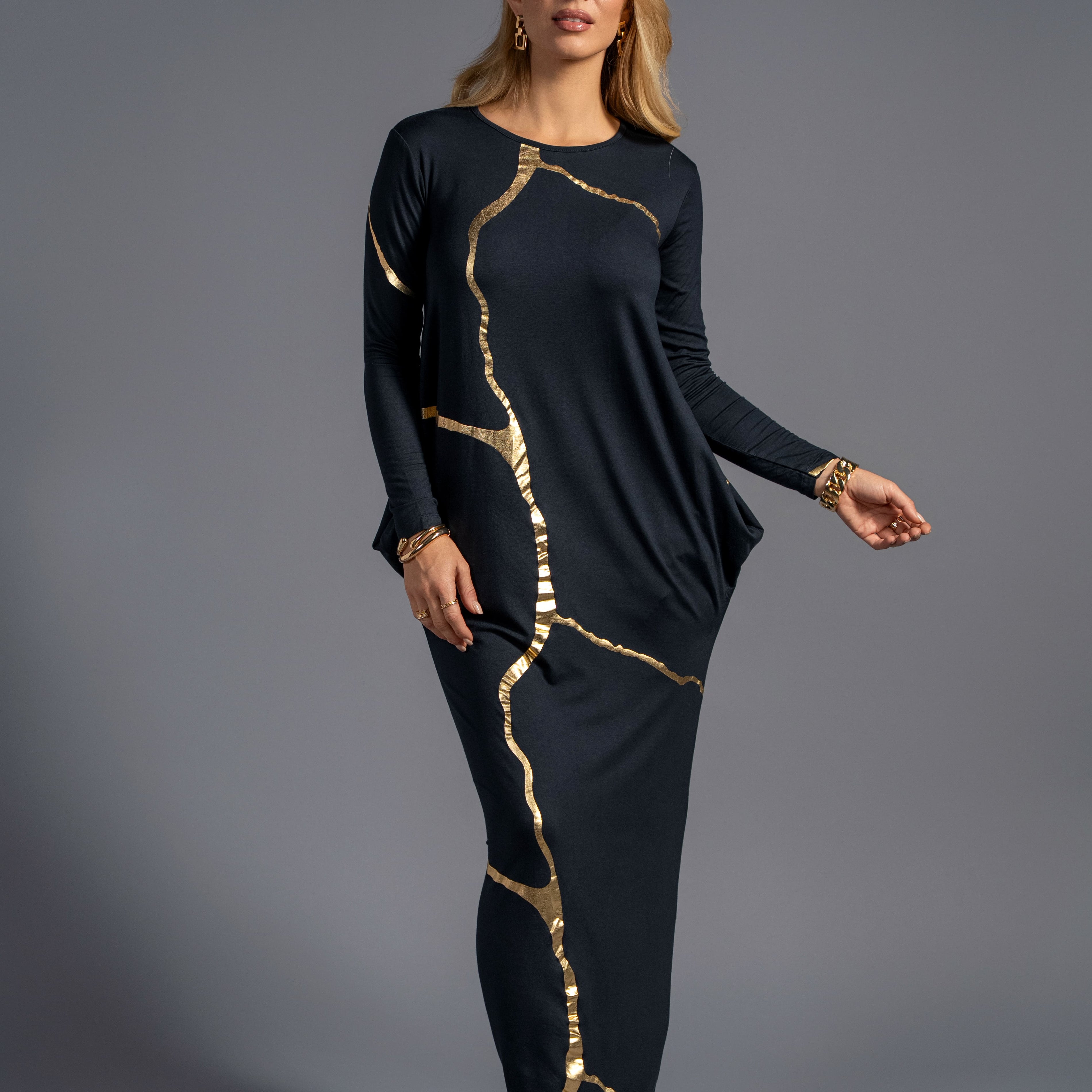 Charcoal Indigo Kintsugi 3 Way Maxi