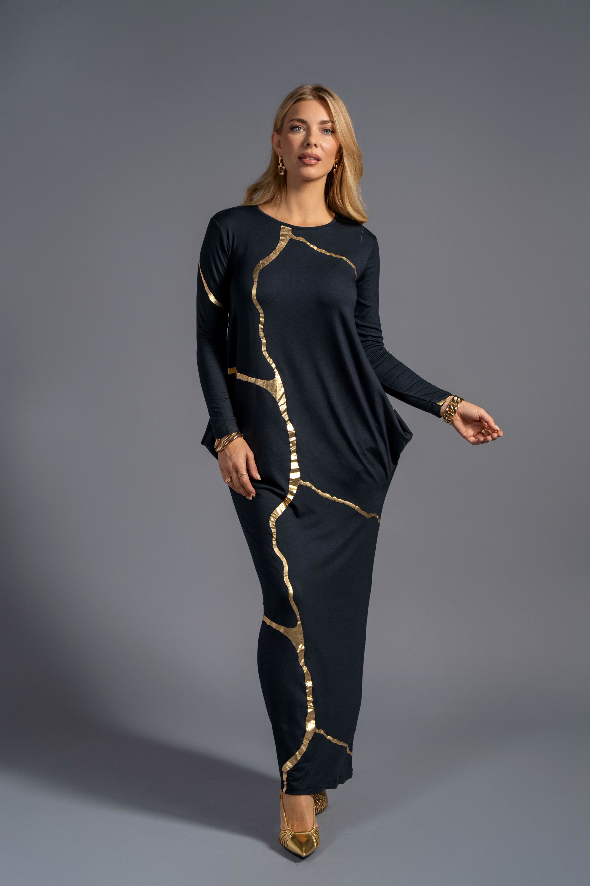 Charcoal Indigo Kintsugi 3 Way Maxi