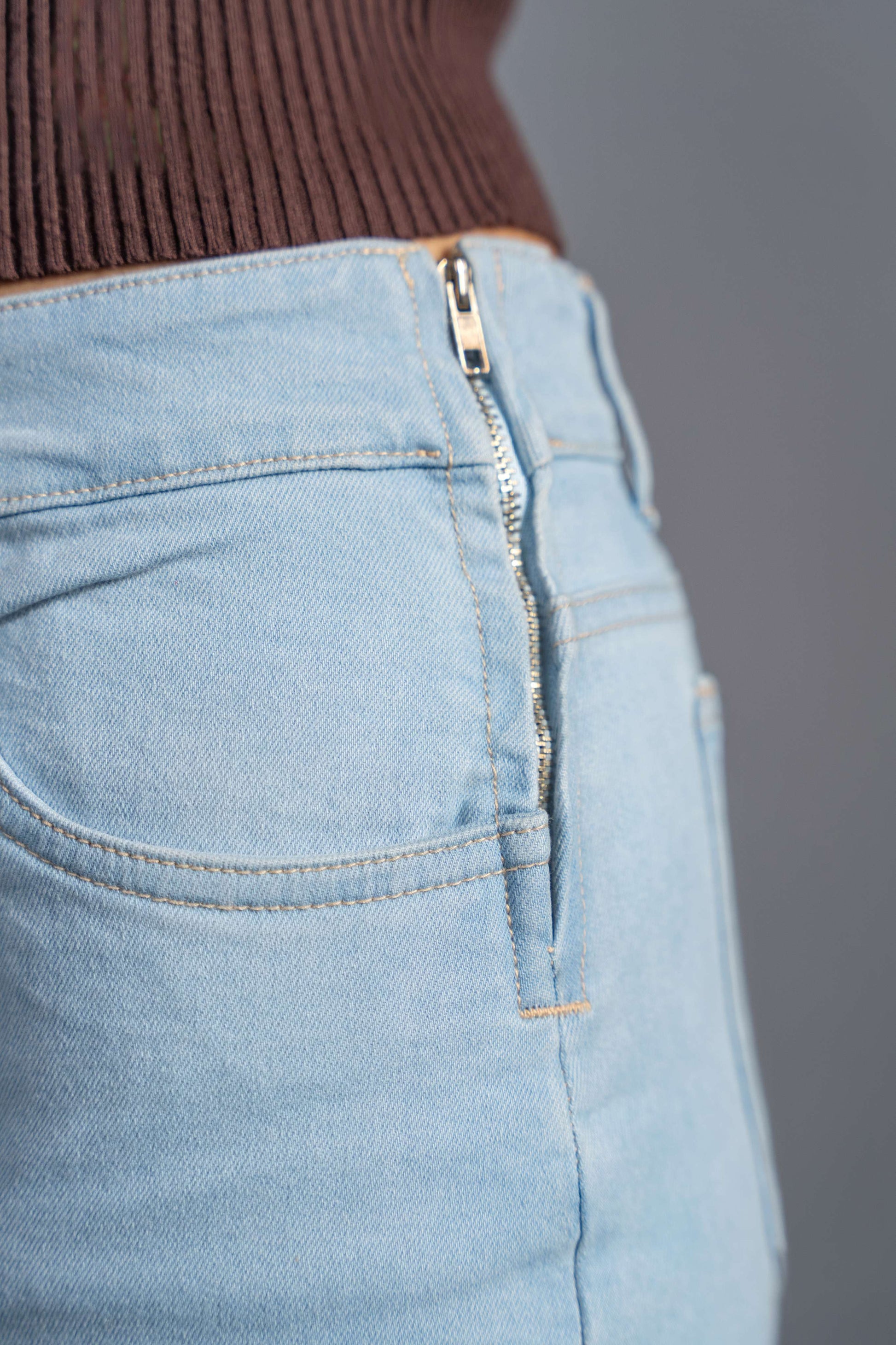 Sky Blue Stretch Denim Skirt