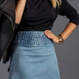 Elizabeth Highwaisted Braided Stretch Denim Skirt