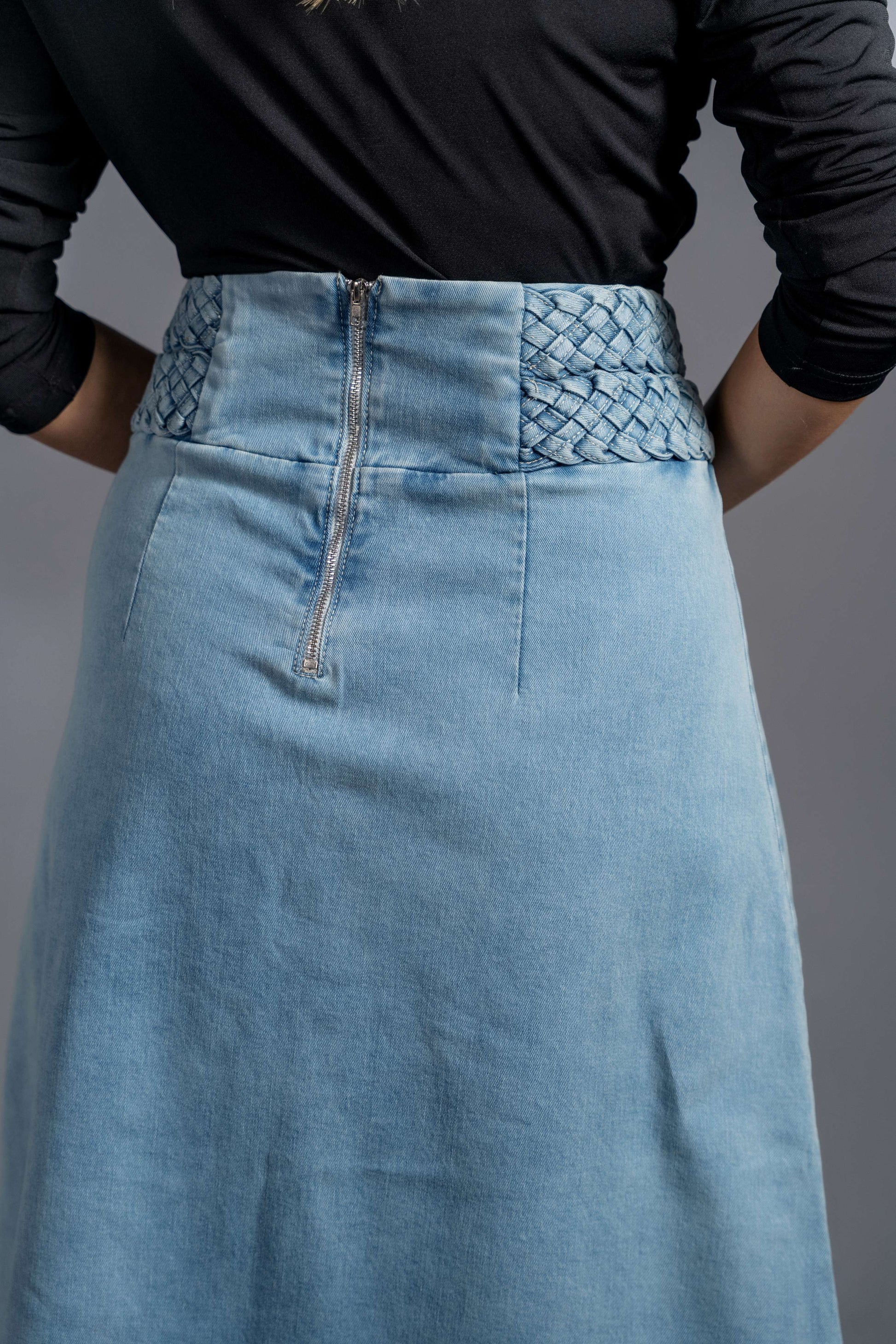 Elizabeth Highwaisted Braided Stretch Denim Skirt