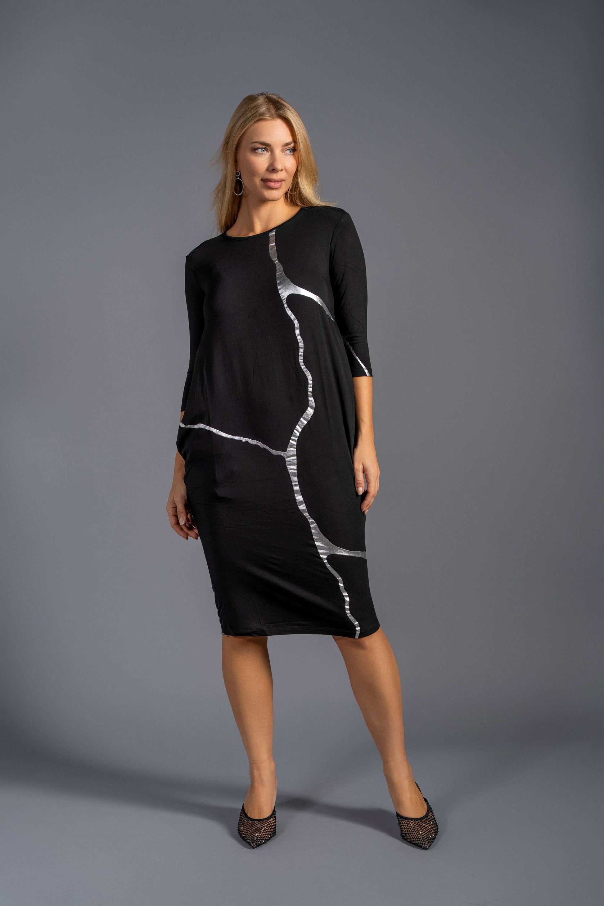 Short Black And Silver Kintsugi 3 Way Dress
