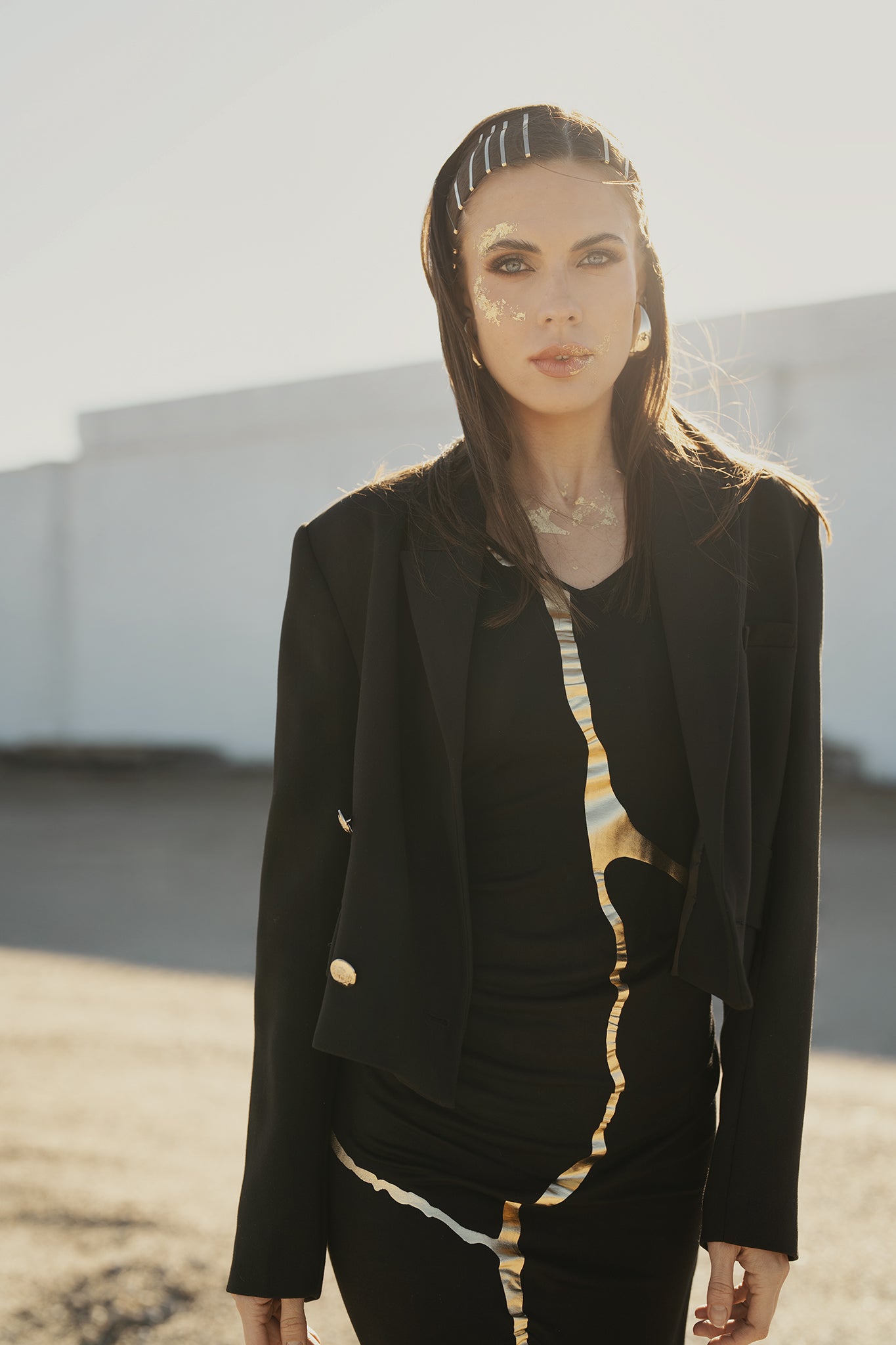Black & Gold Kintsugi Sleeveless 3-Way Maxi