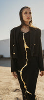 Black & Gold Kintsugi Sleeveless 3-Way Maxi
